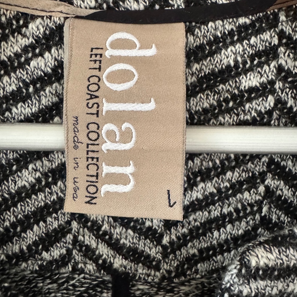 Dolan Anthropologie Black White Herringbone Open Front Jacket Blazer Size L - Picture 3 of 7